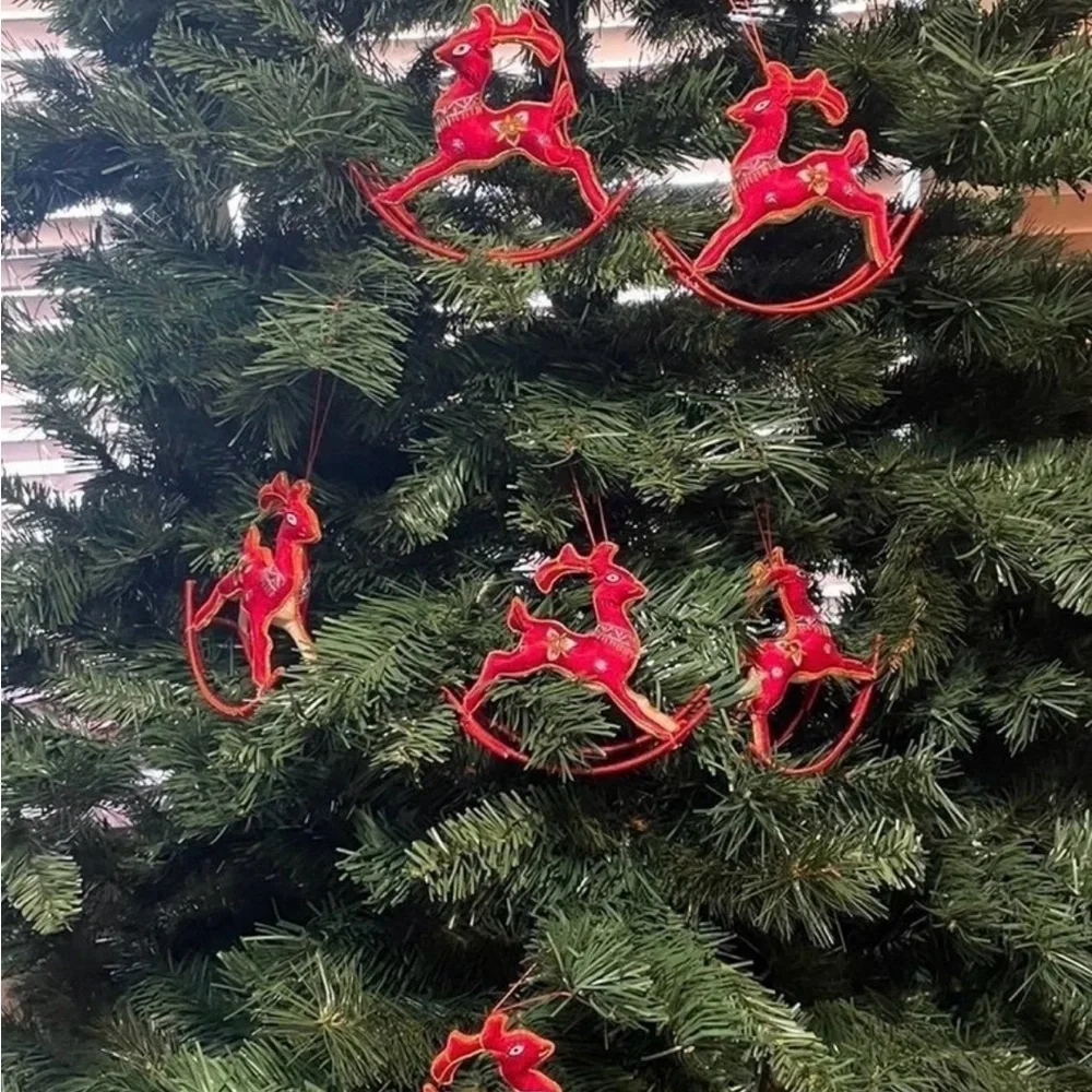 Rocking Reindeer • Vintage • Red • Christmas • Embroidery • Sequins• 7 Ornaments - Picture 6 of 14